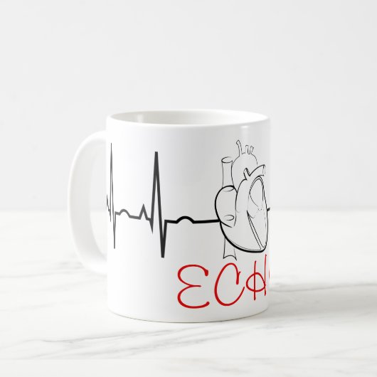 EKGおよび現実的なハートのエコーのコーヒー・マグ コーヒーマグカップ (正面左)