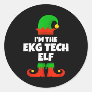 Ekgテクノロジーエルフのファミリーパジャマ クリスマス心電図 ラウンドシール