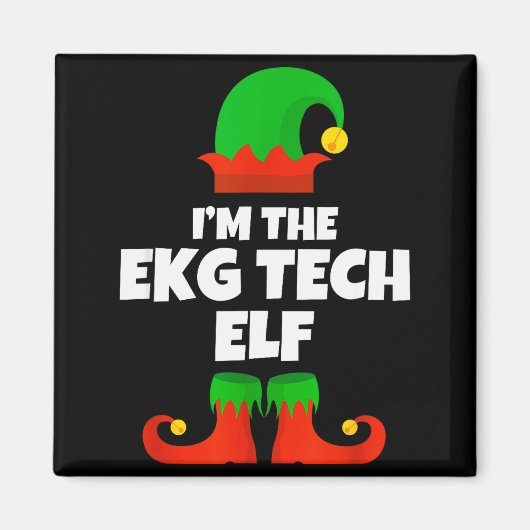 Ekgテクノロジーエルフの家族パジャマ クリスマス心電図 マグネット (正面)