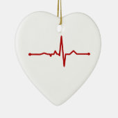EKGハートビートのぶら下がったハートオーナメントのカスタマイズ セラミックオーナメント (右)
