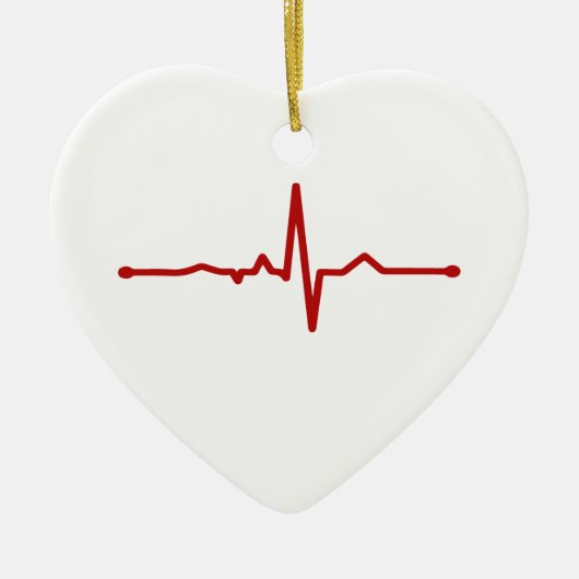 EKGハートビートのぶら下がったハートオーナメントのカスタマイズ セラミックオーナメント (正面)