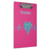 EKGハート医療ekgラインピンクブルーかわいい クリップボード (右)