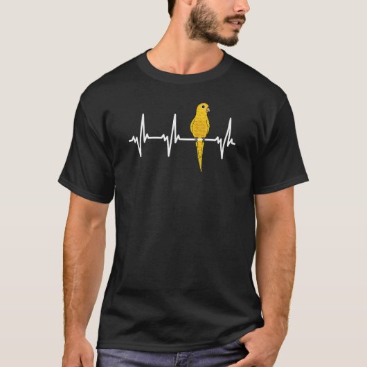 EKGパルス心拍ラインオウムIゴールデンコンure Tシャツ (正面)