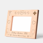 EKGラインと医療シンボルドクター卒業 レーザー彫刻フレーム (左)