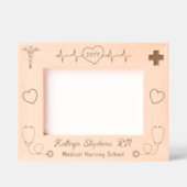 EKGラインと医療用記号ナース卒業 レーザー彫刻フレーム (正面)
