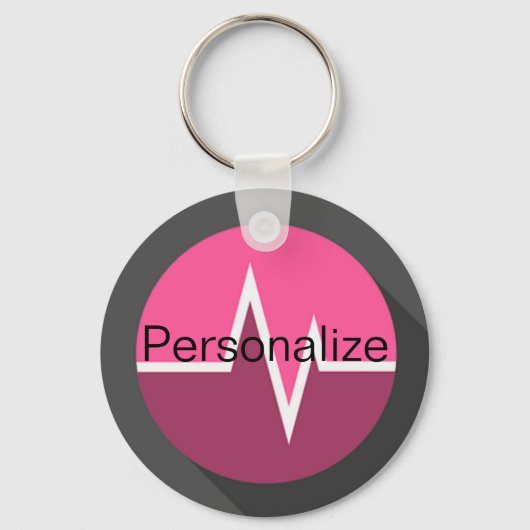 EKGラインナースdr医療用ピンクキーチェーン キーホルダー (正面)