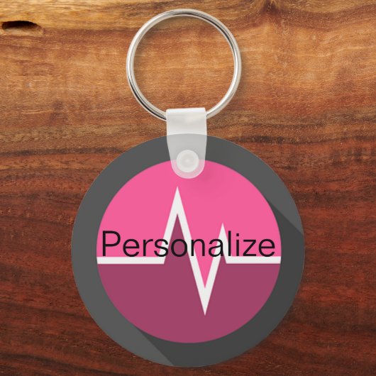 EKGラインナースdr医療用ピンクキーチェーン キーホルダー (正面)