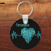 Ekgラインハート医療ブラックターコイズナースdr キーホルダー (正面)