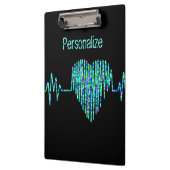 EKGラインハート医療ブラックティール（緑がかった色）ブルー クリップボード (左)