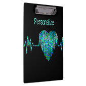 EKGラインハート医療ブラックティール（緑がかった色）ブルー クリップボード (右)