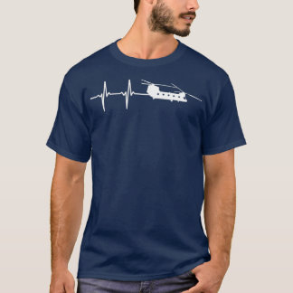 EKG Heartbeat CH47 Chinook Military Helicopter Tシャツ