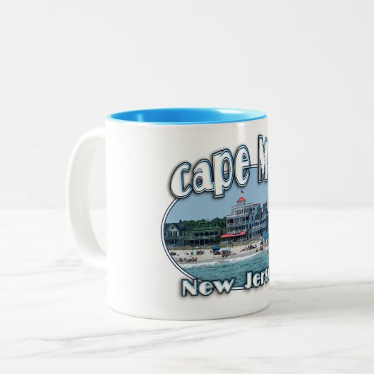EKLEKTIXの夏のビーチのジャージーギヤによるCape May ツートーンマグカップ (正面左)