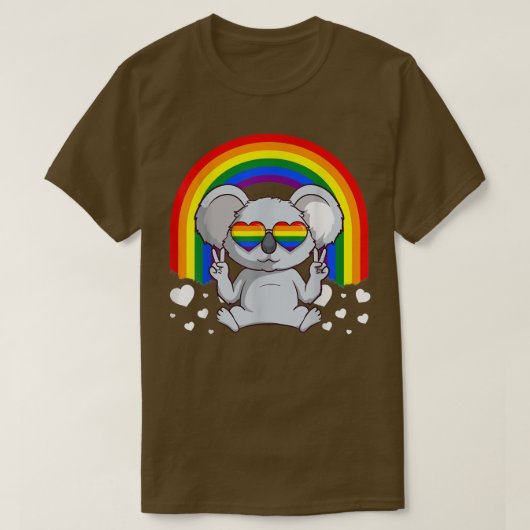 EKOALAITY Koala Rainbow Heart Sunglasses Pride Mon Tシャツ (デザイン正面)
