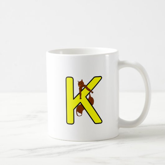 Ekorrmugg Bokstav K Vänsterhand Kaffemugg コーヒーマグカップ (右)