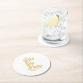 ELまたはLEモノグラムコースターアンティークヴィンテージ金ゴールド ラウンドペーパーコースター (インサイチュ)