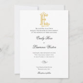 ELまたはLEモノグラムヴィンテージウェディング招待状 招待状 (正面)