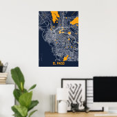 ELパソ – 州ス統一されたブルーフレッシュシティマップ ポスター (ホームオフィス)