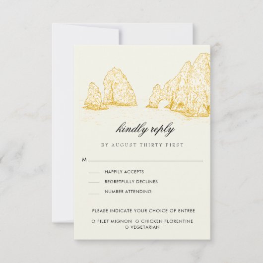 El Arco Cabo San Lucas Kindly Reply | Meal Options 出欠カード (正面)