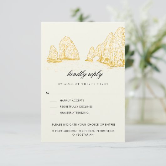 El Arco Cabo San Lucas Kindly Reply | Meal Options 出欠カード (スタンド正面)