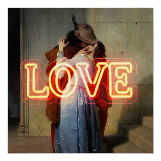 El Bacio リミックス - ネオン「LOVE」ウォールアート & グッズ ポスター (正面)