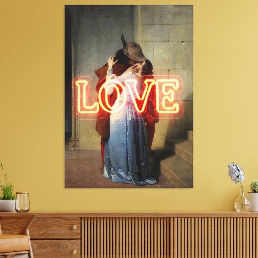 El Bacio Remix – Neon “LOVE” Wall Art & Merch キャンバスプリント (インサイチュ (リビング))