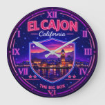 El Cajon California Valley Lights Neon ラージ壁時計