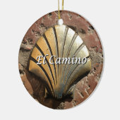 El Caminoの金ゴールドの貝、レオン(キャプション) セラミックオーナメント (左)