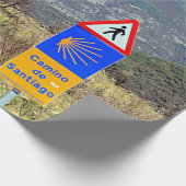 El Camino deサンティアゴ・デ・コンポステーラ、スペインの印 ラッピングペーパー (角)