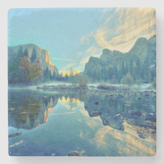 El Capitanおよび3人の兄弟の反射 ストーンコースター (正面)