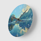 El Capitanおよび3人の兄弟の反射 ラウンド壁時計 (傾斜)