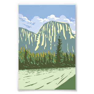 El Capitan in Yosemite Valley California WPA Art フォトプリント