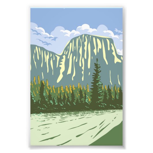 El Capitan in Yosemite Valley California WPA Art フォトプリント (正面)