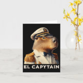 El Capytain Funny Capybara Boat Captain カード (黄色い花)