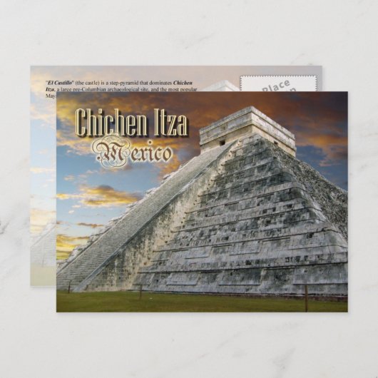 El Castillo at Chichen Itza，メキシコ ポストカード (正面/裏面)