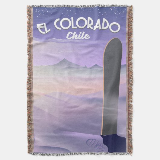 El Colorado Chile Snowboarding旅行ポスター スローブランケット (正面縦)