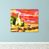 El faro y las gaviotas キャンバスプリント (インサイチュ (ウッドフロア))