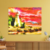 El faro y las gaviotas キャンバスプリント (インサイチュ (リビング))