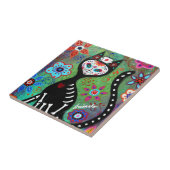 EL GATO CAT DIA DE LOS MUERTOS NURSEの絵画 タイル (側面)