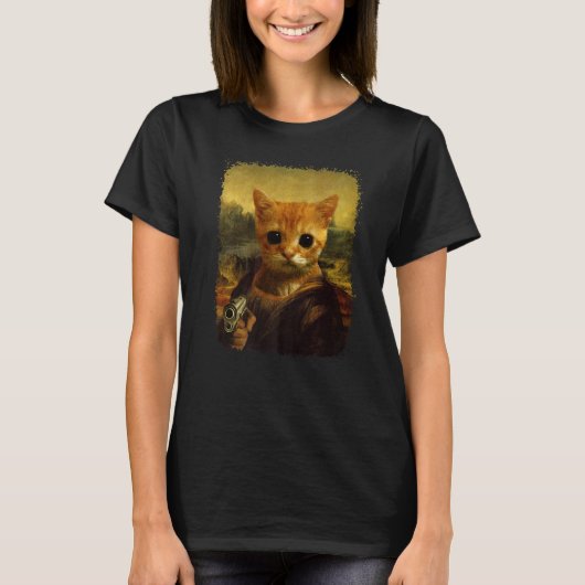 el gato Meme historical funny Cute Cat with gun Pr Tシャツ (正面)
