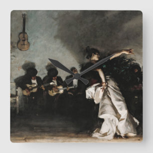 El Jaleo、1882年、John Singer Sargent著 スクエア壁時計