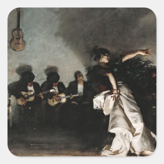 El Jaleo by John Singer Sargent スクエアシール (正面)