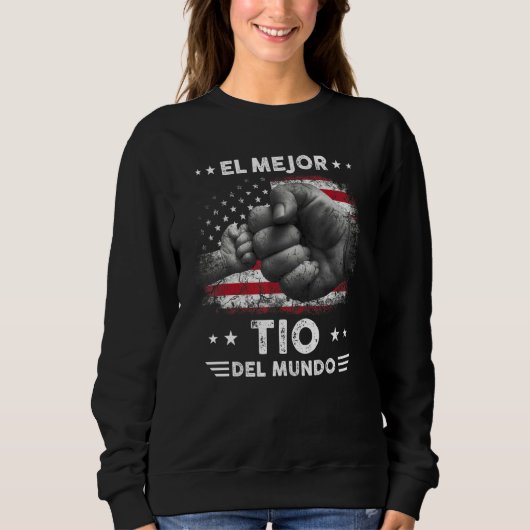 El Mejor Tio Del Mundo Men Retro American Flag Tio スウェットシャツ (正面)