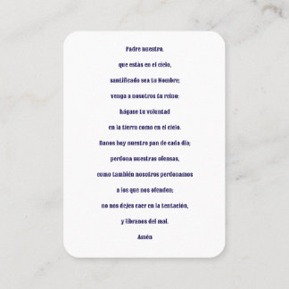 El Padre Nuestro Prayer Card – Spanish Our Father プレイスカード