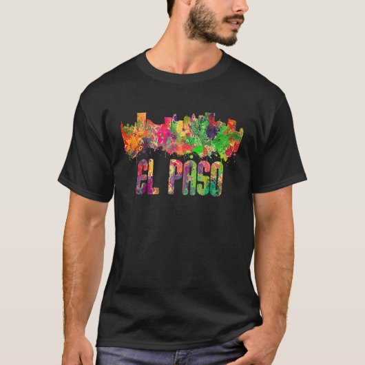 El Paso City Skyline Texas Colorful Tシャツ (正面)