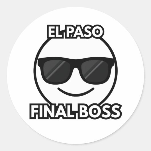 El Paso Final Boss Cool Emoji Sticker ラウンドシール (正面)