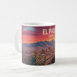 El Paso Texas Mug: Retro Desert Sunset Cityscape コーヒーマグカップ