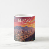 El Paso Texas Mug: Retro Desert Sunset Cityscape コーヒーマグカップ (中央)
