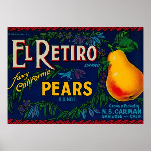 El Retiro Pear Createラベル ポスター (正面)