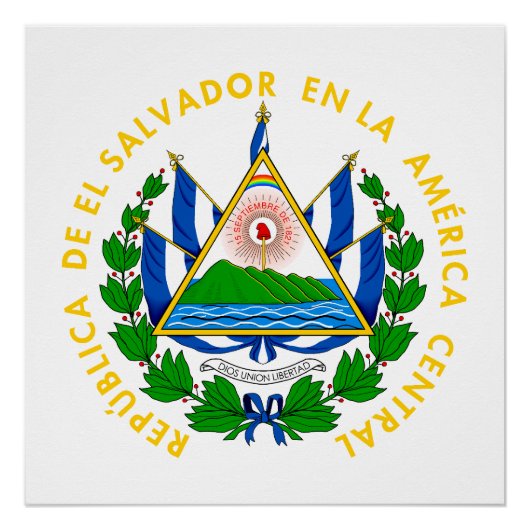 El Salvador country coat arms symbol emblem flag ポスター (正面)
