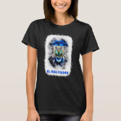 El Salvador Flag With Lion Face Salvadoran Pride D Tシャツ (正面)